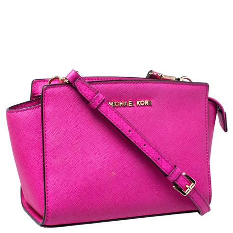 michael kors hot pink|michael kors pink crossbody satchel.